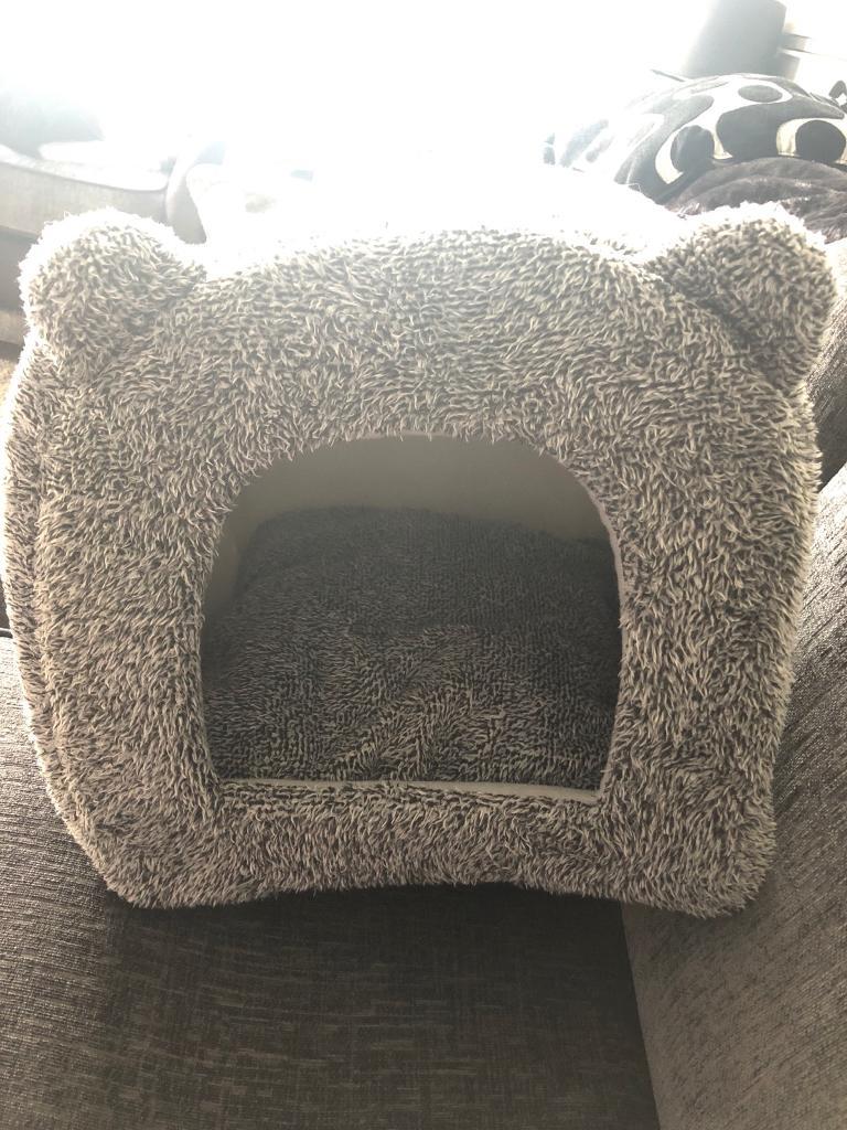 rosewood grey teddy bear cat bed
